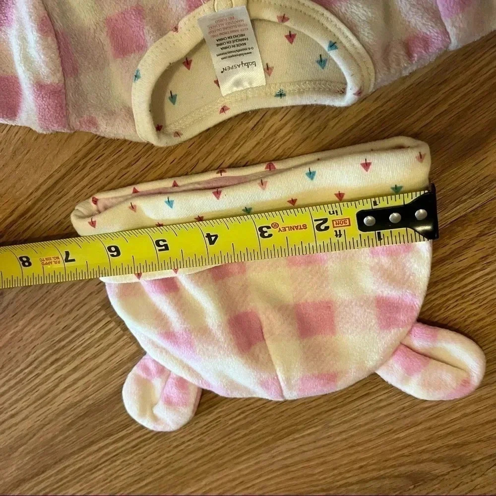 Baby Aspen Pink Plaid Bear Footie Pajamas And Hat 0-6 Months Happy Camper - Picture 8 of 10